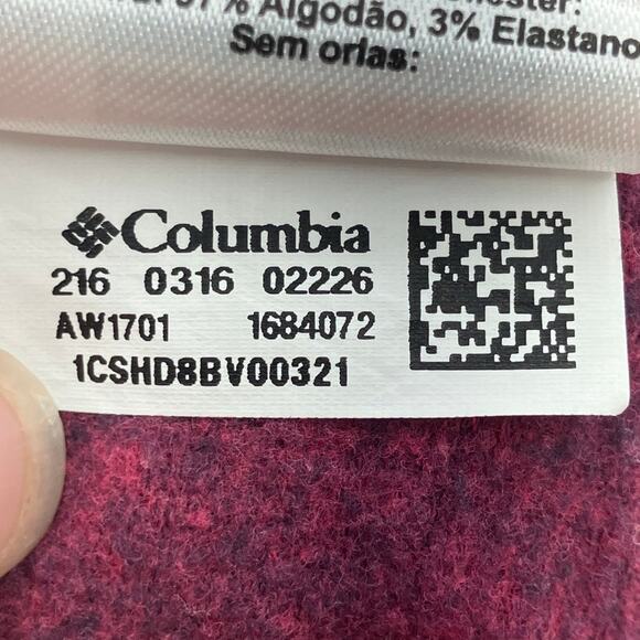 Columbia Pink Fuchsia Drawstring Space Dye Funnel Neck Pullover Sweatshirt Top - Picture 5 of 9